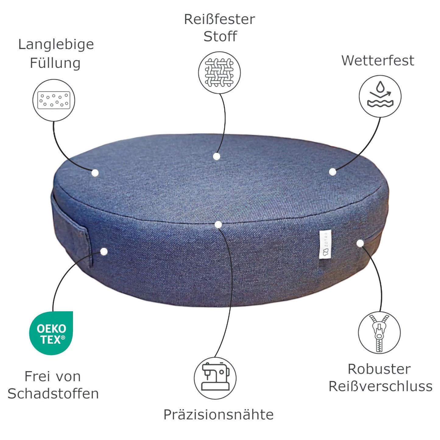 Runde Bodensitzkissen Eigenschaften