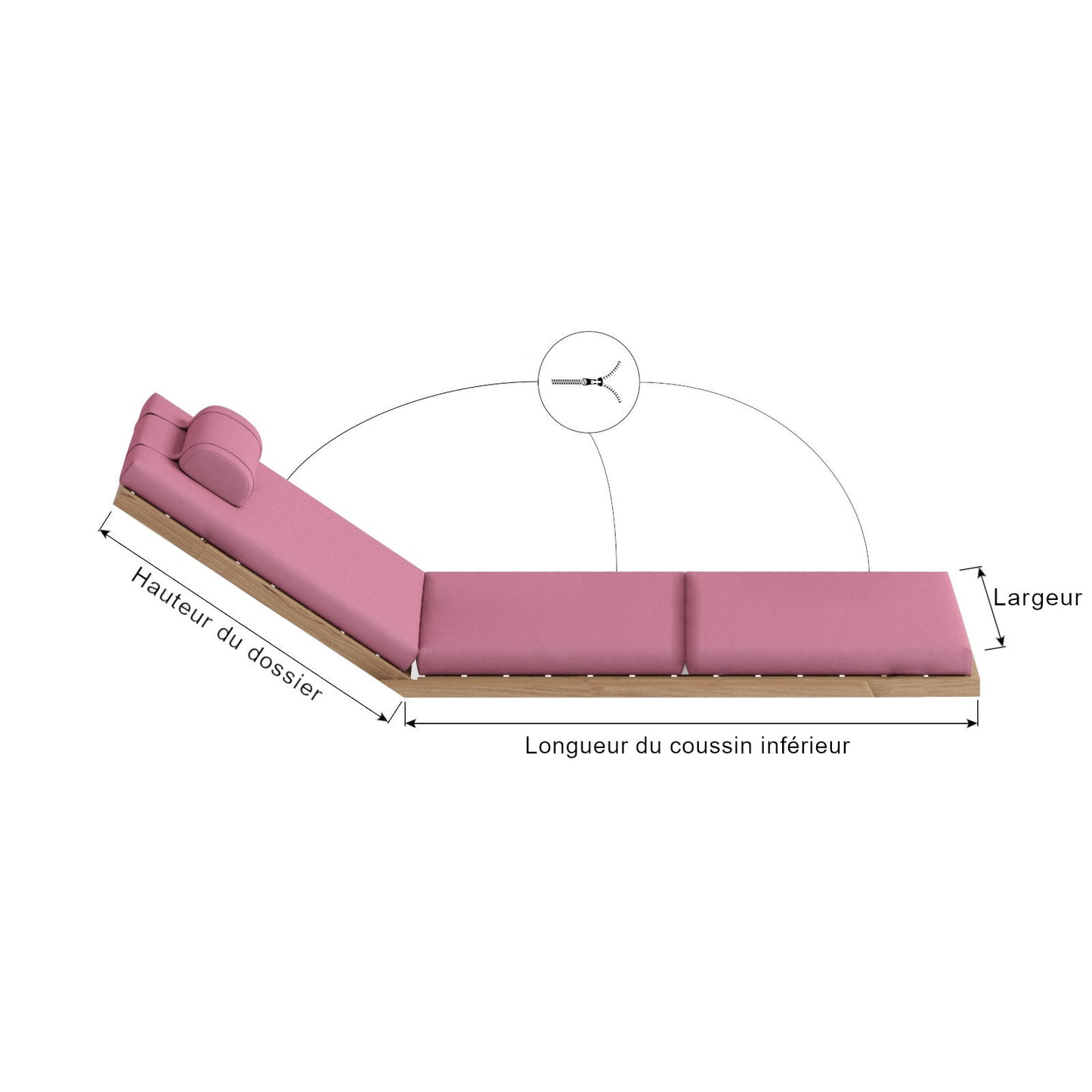 3 pièces - Coussin pliable pour chaise longue et bain de soleil