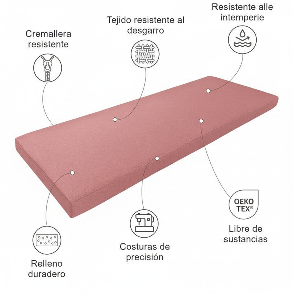 Características del cojín para banco de exterior hecho a medida